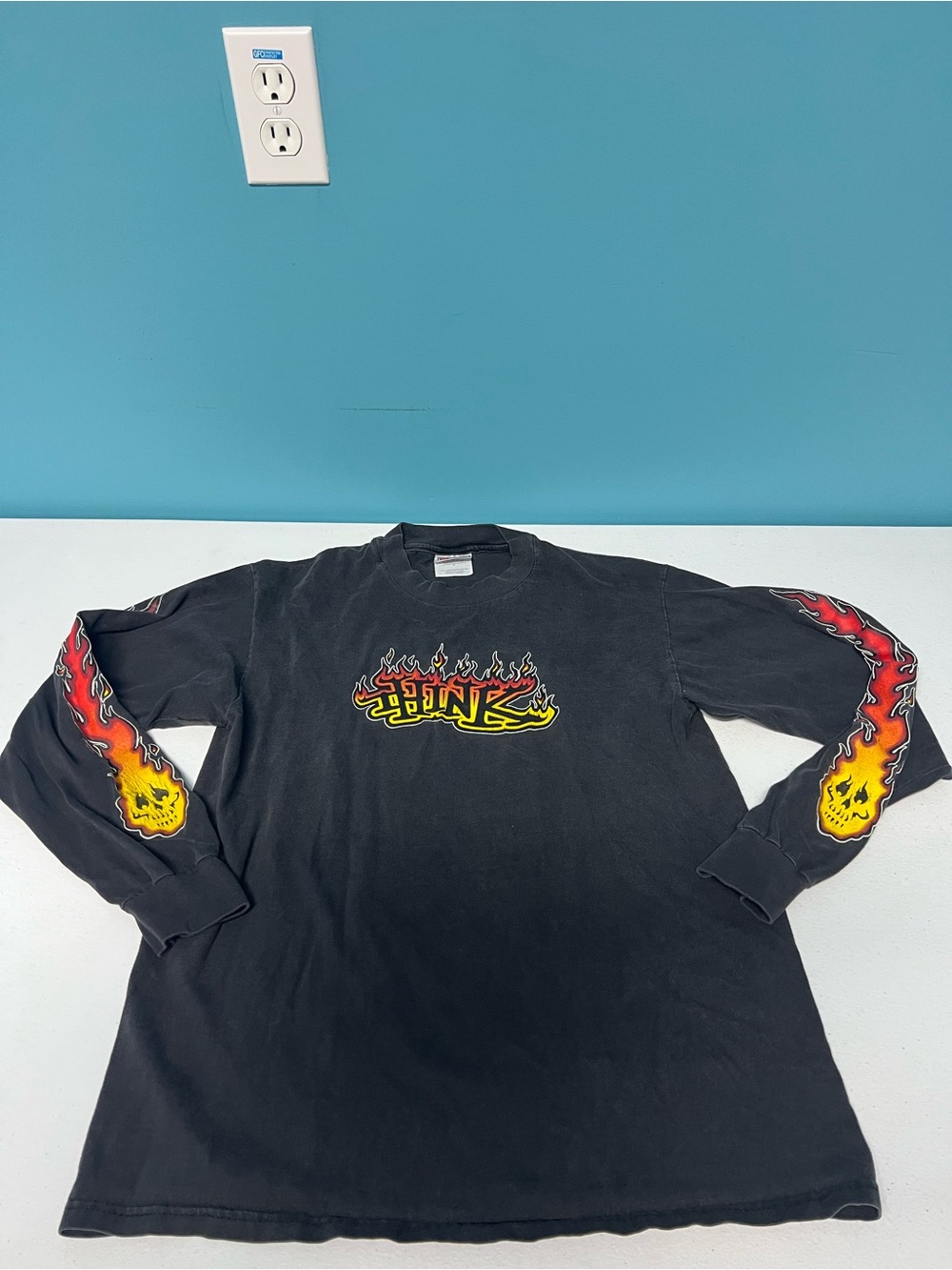 Vintage think skateboarding shirt, size medium